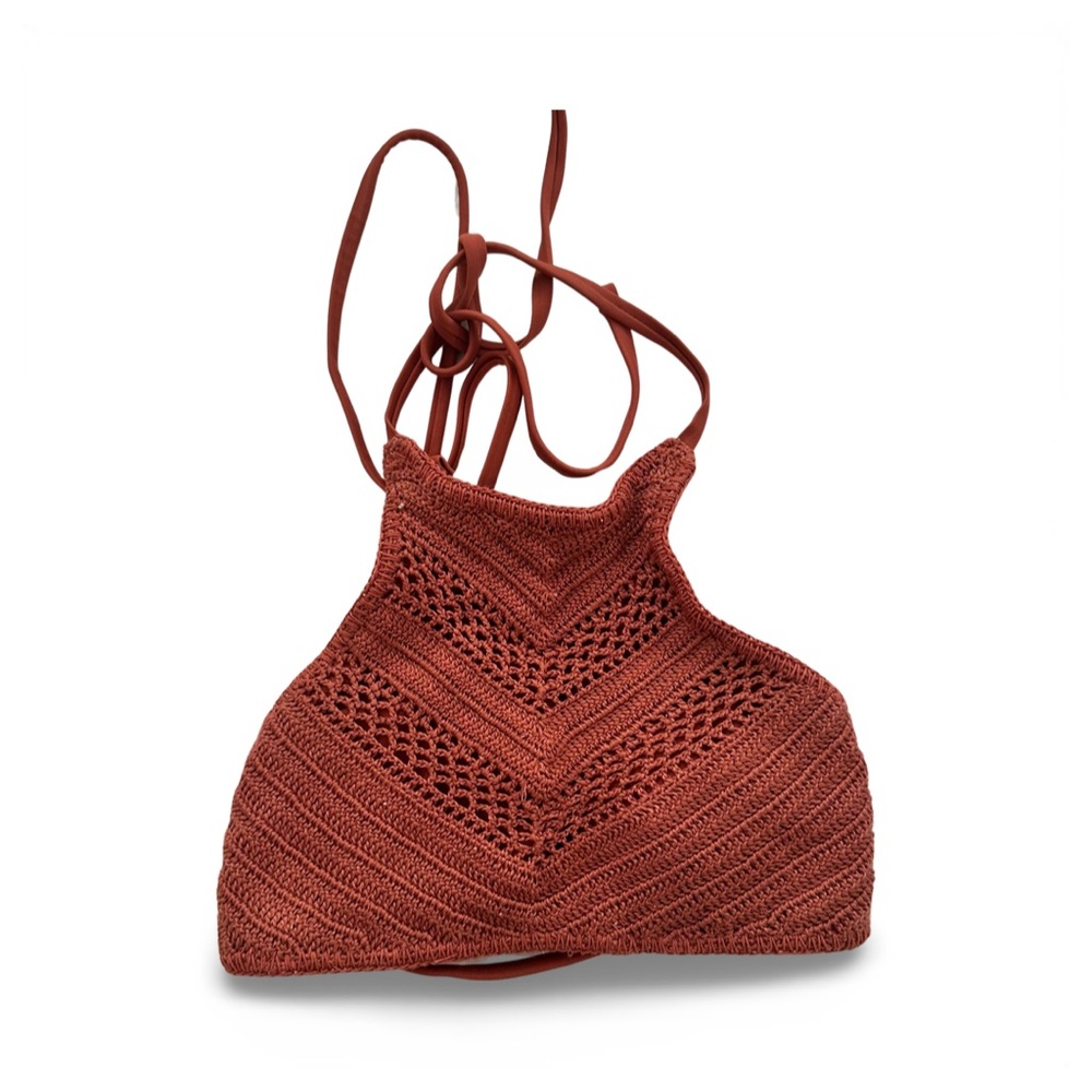 Cute crochet bathing‎ suit top - Xs - Burnt Orange